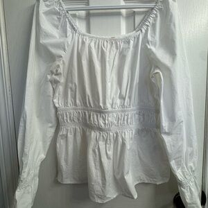 Como Vintage Women's White Smocked Peasant Boho Blouse - Size S